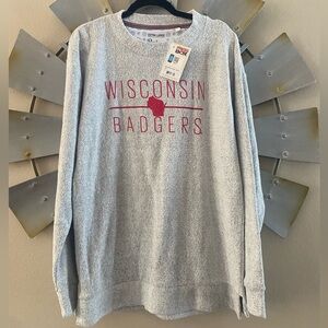 NWT Pressbox Gray Comfy Terry Sweatshirt WI Badgers